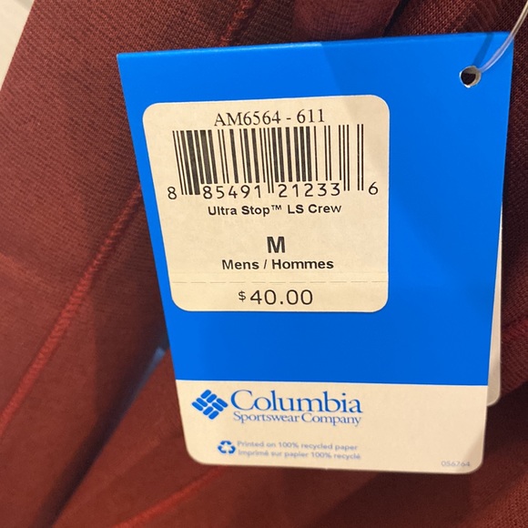 Columbia Men’s Long Sleeve Dry Fit - Maroon - Picture 3 of 3